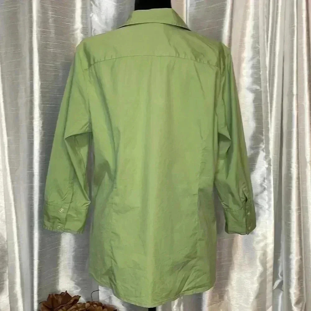 Eddie Bauer Light Green Women’s XL Tall Button Down 3/4 Sleeve Top - Picture 4 of 10